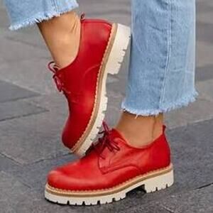Miz Mooz Wren Red Leather Lace Up Oxford Shoes Size 40 US 9-9.5